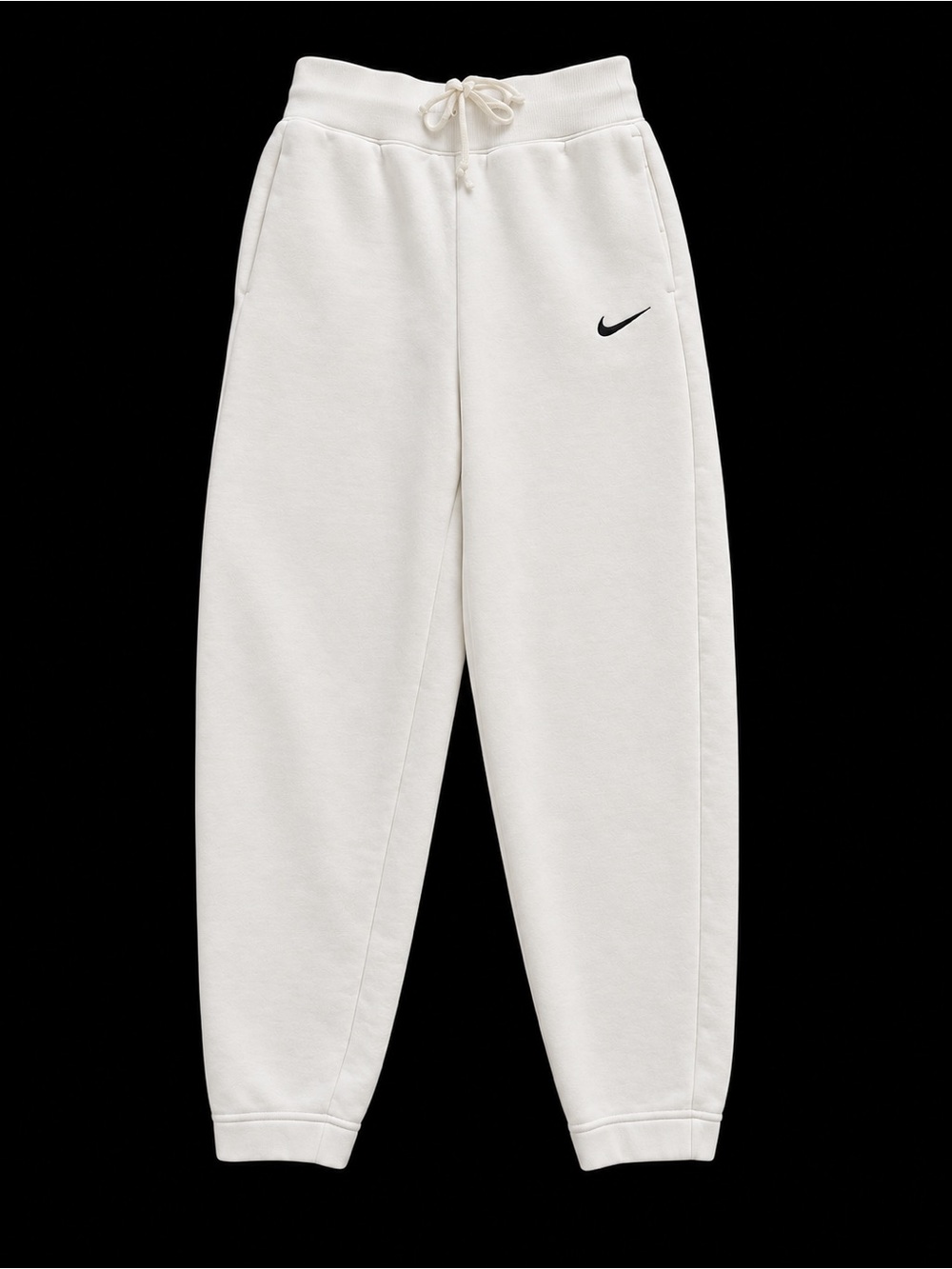 Nike Cream/White Women's Fleece Joggers with Black Swoosh